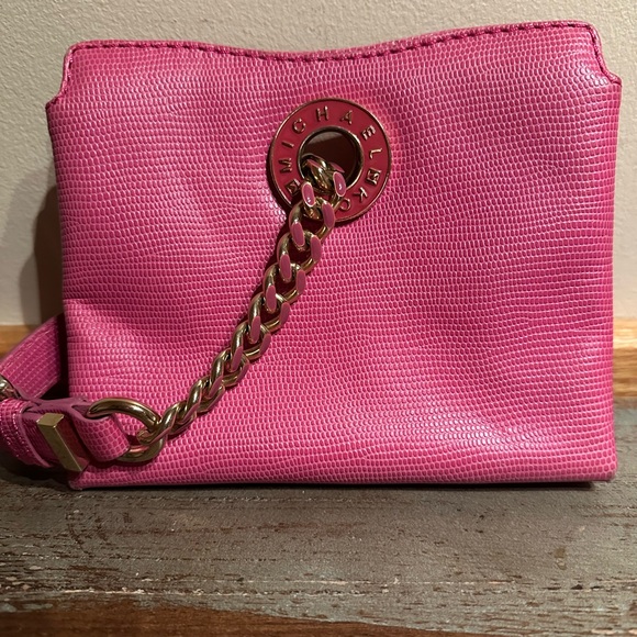 Vintage Michael Kors evening bag fuchsia handbag mini small clutch gold chain - Picture 5 of 9
